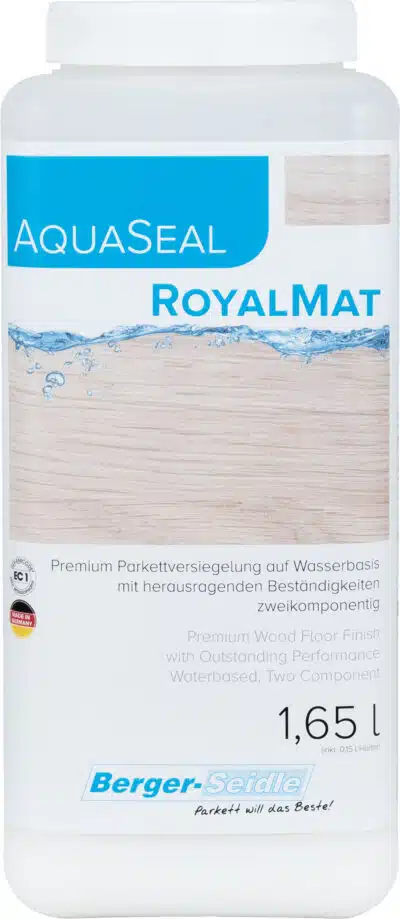 AquaSeal RoyalMat - laka uz ūdens un poleuretānu bāzes- ļoti izturīga pret nodilumu un ķīmiskām vielām